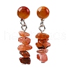 Natural Carnelian Dangle Stud Earrings EJEW-JE06371-04-2