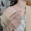 Flower Rhodium Plated 925 Sterling Silver Adjustable Rings FS-WG7FDEB-01-3