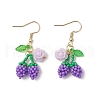Flower with Cherry 304 Stainless Steel Glass Seed Beads Dangle Earrings EJEW-MZ00419-01-2