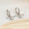 Brass Clear Cubic Zirconia Airplane Hoop Earrings HG3511-2-1