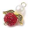 3Pcs 3 Colors Acrylic Pearl & Polymer Clay Rhinestone Angel Connector Charms PALLOY-JF02903-4
