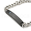 304 Stainless Steel Rectangle Link Bracelet with Cubic Zirconia for Women BJEW-P273-05A-EB-2