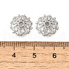 Flower Brass Micro Pave Clear Cubic Zirconia Bead Caps KK-V008-31P-3