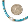 3Pcs 3 Styles Round Shell Pearl & Dyed Natural Magnesite & Pink Aventurine & Chinese Southern Jade Heishi Beaded Necklaces NJEW-JN05300-5