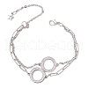 304 Stainless Steel Rhinestone Rings Link Multi-strand Bracelets BJEW-JB11960-2