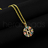 Brass Pave Colorful Cubic Zirconia Initial Ring Pendant Necklaces FS-WGF1437-08-1