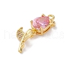 Ion Plating(IP) Brass Micro Pave Cubic Zirconia Tulip Pendants KK-U042-02G-02-2