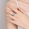 Flower Brass Micro Pave Cubic Zirconia Cuff Finger Rings for Women PW-WGD64C3-01-2