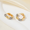 Minimalist Bamboo Brass Clear Cubic Zirconia Hoop Earrings XL2629-5