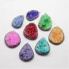 Electroplate Natural Druzy Quartz Crystal Pendants G-F333-I-1