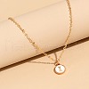 Alloy White Enamel Disc with Initial Pendant Necklaces for Women WG552C5-09-1