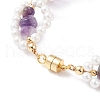 Natural Amethyst Chip & Shell Pearl Beaded Bracelet BJEW-TA00029-01-4