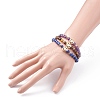Faceted Round Natural Tiger Eye & Lapis Lazuli & Amethyst Beads Stretch Bracelets Set BJEW-JB07082-3