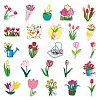 50Pcs Tulip Pattern Waterproof PVC Plastic Scrapbook Stickers STIC-PW0001-365-3