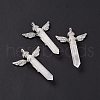 Natural Quartz Crystal Faceted Double Terminal Pointed Big Pendants G-H281-09P-04-1