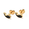 Enamel Dolphin Stud Earrings with 316 Surgical Stainless Steel Pins EJEW-A081-02G-2