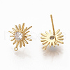 Brass Clear Cubic Zirconia Stud Earring Findings X-ZIRC-Q021-073G-NF-1