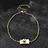 201 Stainless Steel Camera with Heart Link Bracelets BJEW-B128-04G-1