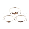 3Pcs 3 Style Natural Tiger Eye Braided Bead Bracelets Set BJEW-JB09334-04-1