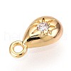 Brass Micro Pave Clear Cubic Zirconia Pendants KK-T075-07G-2