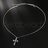 Simple and Elegant Brass Micro Pave Cubic Zirconia Cross Pendant Necklaces for Women JS5117-2-2