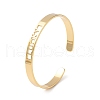 Rack Plating Brass Open Cuff Bangles for Women BJEW-M303-02B-G-1