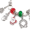 Christmas Theme Glass & Alloy European Beads Bracelets for Women BJEW-JB11198-02-3