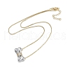 Brass Micro Pave Clear Cubic Zirconia Pendant Box Chain Necklaces for Women NJEW-U015-06P-01-2