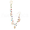 Alloy Colorful Rhinestone Clip on Nose Rings with Leaf Tassel Chain to Dangle Earrings FS-WGA18AA-04-2