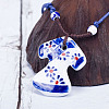 Retro Ethnic Porcelain Pendant Adjustable Polyester Cord Necklaces for Women FS-WGD020A-01-1