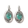 Brass Micro Pave Dark Cyan Cubic Zirconia Pendants KK-H461-02P-1