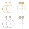 FIBLOOM 4 Pair 4 Style Round Ring Alloy Dangle Stud Earrings for Women EJEW-FI0002-62-1