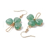 Natural Green Aventurine Pendant Clover Dangle Earrings EJEW-JE06074-01-4
