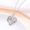 925 Sterling Silver Pave Clear Cubic Zirconia Heart Mother with Baby Pendant Necklaces for Mother's Day FS-WG28A46-01-3