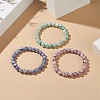 Dyed Natural Selenite Beaded Stretch Bracelet Sets BJEW-JB09200-2