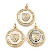 Brass Cubic Zirconia with Shell Pendants KK-K342-02G-1