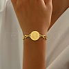 Stainless Steel Flat Round with Cross Link Bracelets QP4805-4