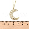 Brass Micro Pave Clear Cubic Zirconia Moon Pendant Necklaces for Women NJEW-D311-02B-G-5