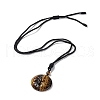 Natural Tiger Eye Tree of Life Pendant Necklace with Nylon Rope NJEW-H009-03-07-4