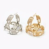 Brass Micro Pave Clear Cubic Zirconia Half Hoop Earrings EJEW-L234-031-1