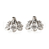 6-Petal Flower Brass Micro Pave Clear Cubic Zirconia Bead Caps KK-V008-32P-2