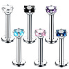 Square 304 Stainless Steel Cubic Zirconia 15 Gauge Internally Threaded Labrets for Women Men FS-WG03966-09-1