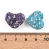 Heart Shaped Polymer Clay Rhinestone Beads PORC-N010-01-3