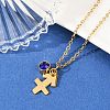 304 Stainless Steel Glass Drill Birth Stone Constellation Pendant Necklaces STAS-D305-08G-I-5