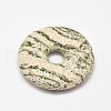 Natural Lava Rock Donut/Pi Disc Big Pendants G-M202-02-1
