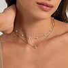2Pcs 304 Stainless Steel & White Plastic Imitation Pearl Letter Pendant Double Layer Necklaces FS-WG86091-02-2