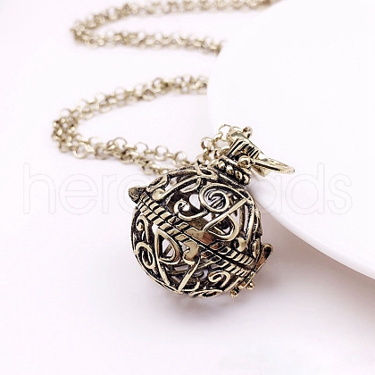 Brass Round Cage Pendant Necklaces PW-WG67360-04-1