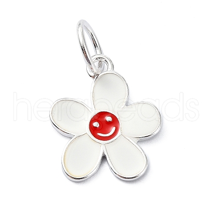 925 Sterling Silver Enamel Smiling Face Flower Charms STER-M119-06B-S-1