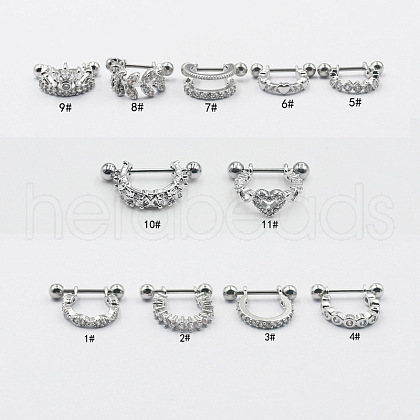 Stainless Steel Clear Cubic Zirconia Nipple Stirrups WG352FA-07-1