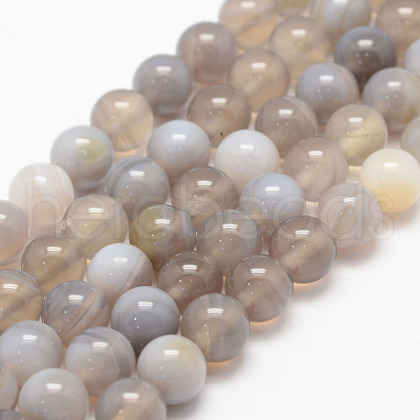 Natural Striped Agate/Banded Agate Bead Strands G-K155-D-8mm-02-1